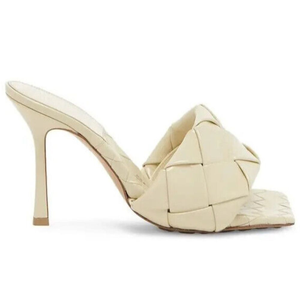 Bottega Veneta Lido Woven High Heel Slide Sandals Womens Size 37 1/2